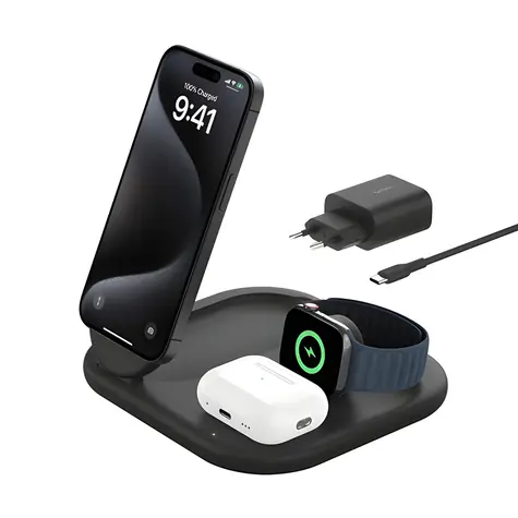 Belkin 36W Qi2.0 černá / Bezdrátová nabíječka 3v1 / 15W / pro iPhone & Apple Watch & AirPods