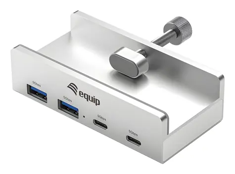 Equip Klip-On 4-Port / USB hub / 2x USB-A + 2x USB-C / USB 3.2 Gen 1 5 Gbps / hliníkové tělo