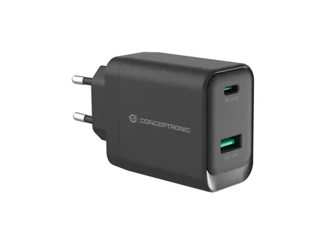 Conceptronic ALTHEA20W45 černá / USB nabíjecí adaptér / GaN / 1x USB-C PD 3.0 / 1x USB-A QC 3.0 / 45 W
