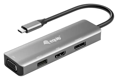 Equip 133485 / Adaptér USB-C / HDMI + DP + VGA + USB 2.0 / 4K 60Hz / 0,15 m