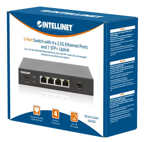 Intellinet Switch 4x 2,5G + 10G SFP+ / 5-port / Unmanaged / 2500 Mbps