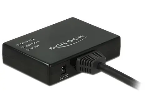 DeLock HDMI Splitter 1x2 černá / Rozbočovač / 4K 30Hz / 2x HDMI výstup / 60 cm