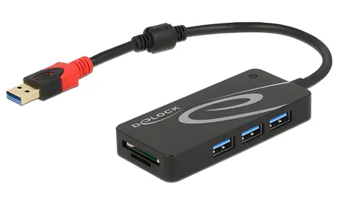 DeLock USB hub / USB 3.2 Gen 1 / 3× USB-A + 2× čtečka karet SD a microSD