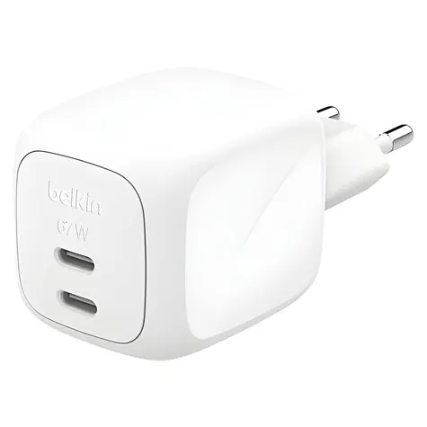 Belkin BOOST CHARGE PRO bílá / Nabíječka / 2x USB-C / 67W / PD / GaN / PPS