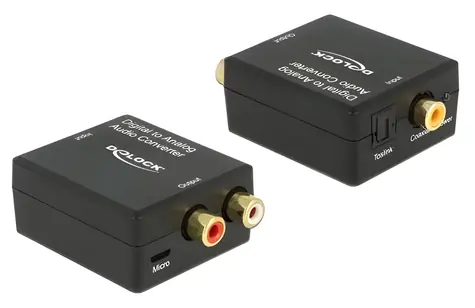 DeLock 63477 / Audio převodník digitální/analogový / Optický a koaxiální vstup / Micro-USB