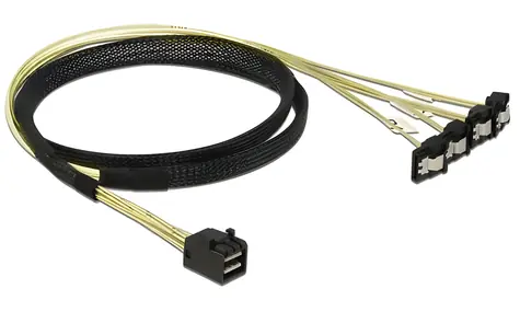 DeLock Mini SAS HD SFF-8643 > 4x SATA 7 pin 1 m / Kabel SAS / 6 Gb/s