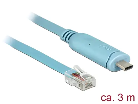 DeLock USB 2.0 Type-C (M) - RS-232 RJ45 (M) 3 m modrá / Adaptér