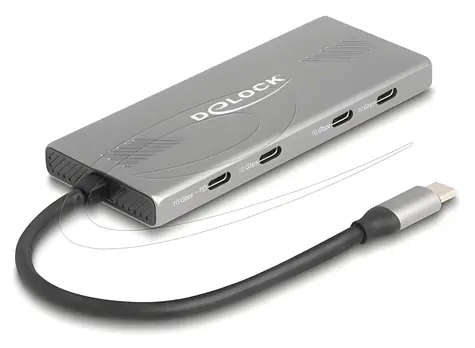 DeLock 7portový hub 10 Gbps / USB hub / 4× USB-C + 3× USB-A / PD 80 W