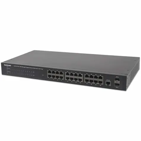 Intellinet Switch 24x GE Web-Managed PoE+ / Switch / 24-port / 1000 Mbps / 2x SFP / 24x PoE+ / 19