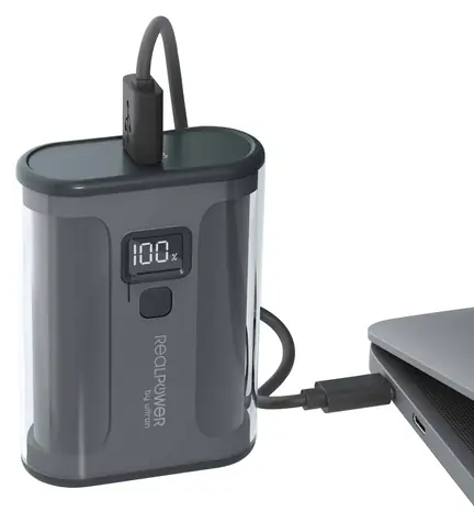 RealPower PB-10000 35W černá / Powerbanka / 10 000 mAh / USB-C 35W PD / USB-A 18W QC 3.0