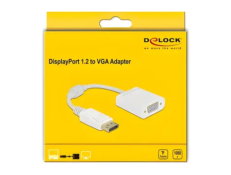 Delock DisplayPort 1.2 (M) - VGA (F) bílá / Adaptér / max. 1920 x 1200 px / 60 Hz / 0,15 m