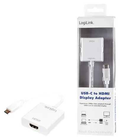 LogiLink USB-C na HDMI bílá / Adaptér / USB 3.1 Gen1 / HDMI 1.4 / 4K 30Hz / 1080p 60Hz