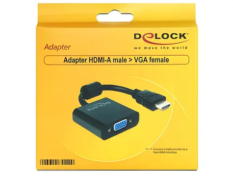 DeLock Adaptér HDMI A samice na VGA D-Sub samec / 25 cm / černá