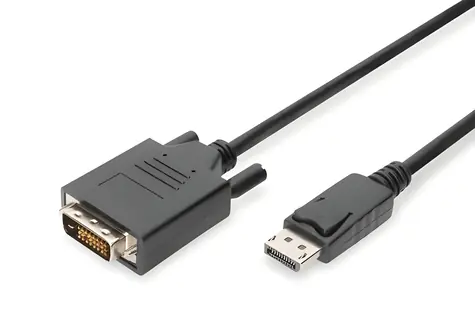 Digitus DisplayPort - DVI-D 5m černá / Redukční kabel / Full HD 1080p / 60 Hz / měděné vodiče AWG30 / stíněný