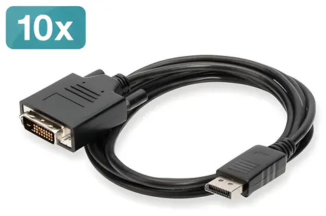 Digitus DisplayPort – DVI-D kabel / Redukce / 2 m / Dual Link / Full HD 1080p / sada 10 ks
