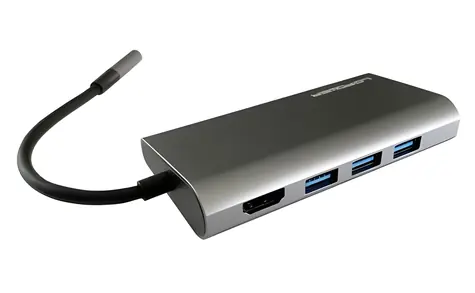 LC-Power LC-HUB-C-Multi-5 / USB-C hub / 3x USB-A 5 Gbps / USB-C PD 100 W / HDMI 4K / Gigabit LAN / čtečka SD