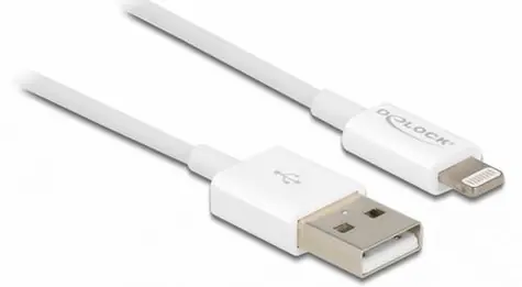 DeLock datový a napájecí kabel bílá / Lightning / USB-A / 1 m / USB 2.0