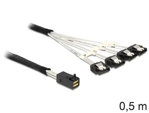 DeLock Mini SAS HD SFF-8643 / Kabel / 4x SATA 7-pin / St/St / 0,5 m