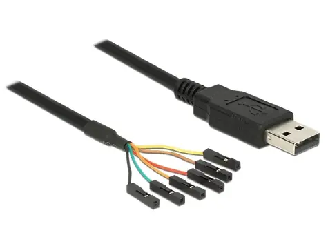 DeLock USB TTL kabel / Kabel / 6pin pinheader – USB-A / 1,8 m / 3,3 V / černá