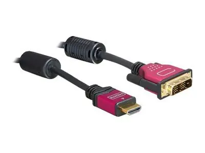 DeLock 84343 černá / Kabel / HDMI - DVI-D (18+1) / 3 m / pozlacené kontakty
