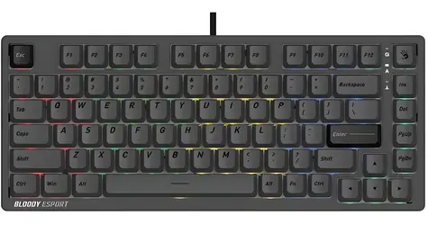 A4tech Bloody MS76 šedá / Herní klávesnice / magnetická / 75% / Rapid Trigger / RGB / USB