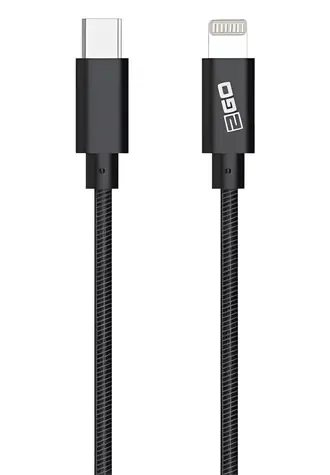 2GO 797162 antracitová / Datový kabel / Lightning - USB-C / 1 m / MFi certifikace / nylonový