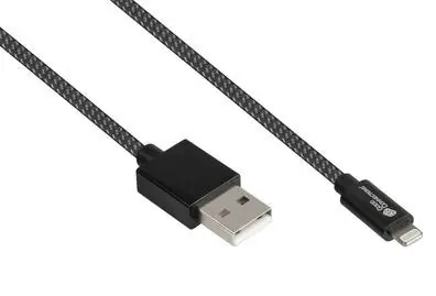 Good Connections USB-A/Lightning MFI kabel grafitová / Datový kabel / MFI / 1,8 m / USB 2.0 / 12 W