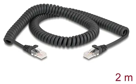 Delock černá / Spirálový kabel RJ45 / Cat.5e / 2 m
