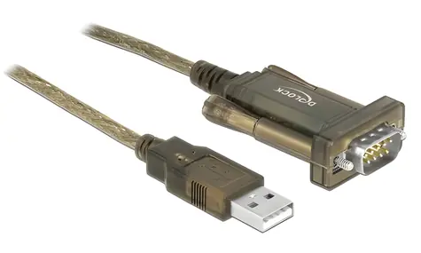 DeLock USB 2.0 Typ-A > DB9 RS-232 průhledný / Adaptér / 2 m / LED indikátor / pozlacené kontakty