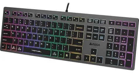 A4tech Fstyler FX60H šedá / Drátová klávesnice / membránová / neonové podsvícení / 2× USB / 150 cm
