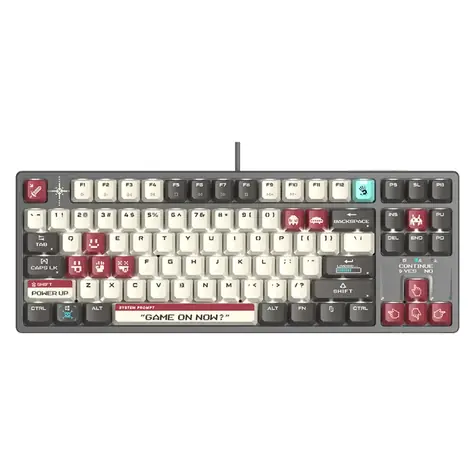 A4tech Bloody S87 Pixels Red šedá / Herní klávesnice / TKL / BLMS Red Plus Switch / Hot-swap / USB-A / 1.8 m