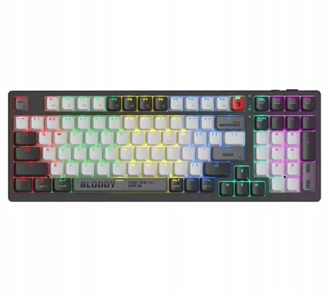 A4tech BLOODY WS98 šedá / Herní klávesnice / mechanická / bezdrátová / BLMS Red Plus / RGB / Bluetooth 5.1 / 2.4 GHz