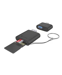 Icy Box černá / Čtečka paměťových karet 2v1 / USB-A & USB-C / SD, microSD / USB 3.2 Gen 1 / 170 MB/s