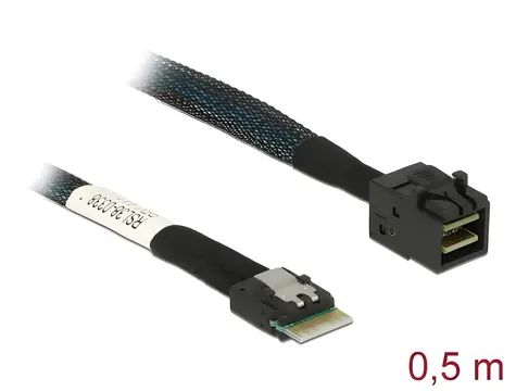 DeLock 85081 / Kabel SAS / Slim SAS SFF-8654 4i - Mini SAS HD SFF-8643 / 0,5 m / 12 Gbit/s