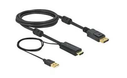 Delock Kabel HDMI (M) - DisplayPort 1.2 (M) 2m černá / aktivní / 4K / 30 Hz