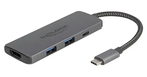 Delock USB-C šedá / Dokovací stanice / 8K HDMI 30Hz / 2× USB-A + 2× USB-C / PD 3.0 100W