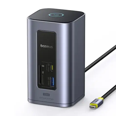 Baseus Air Spacemate 12v1 / Dokovací stanice / USB-C / 2x HDMI 4K 60Hz / 2x USB-C 10Gb/s / 2x USB-A / RJ-45 / SD
