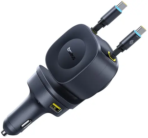 Baseus PrimeTrip VR2 Max černá / Nabíječka do auta / 60W / navíjecí kabely USB-C