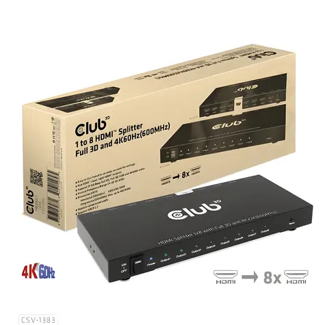 Club 3D HDMI 2.0 1:4 černá / Rozbočovač HDMI / 4 porty / 4K 120Hz