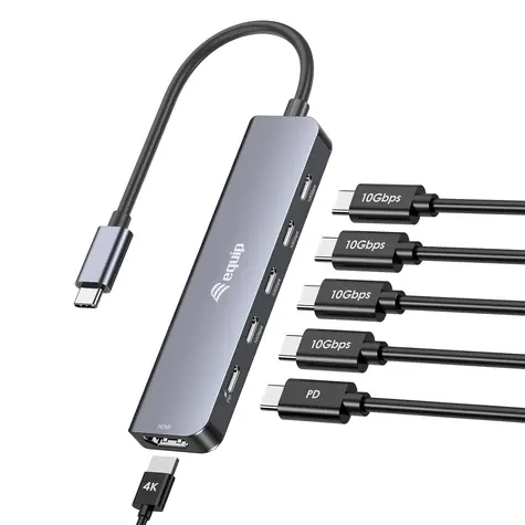 Equip 133499 / Adaptér USB-C / HDMI 4K 60Hz / 4× USB-C 3.2 Gen2 / PD 100W / 0,25m