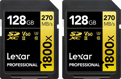 Lexar Professional 1800x SDXC 128GB (2ks) / Paměťová karta / čtení: 270 MB/s / zápis: 180 MB/s / UHS-II U3 / Class 10