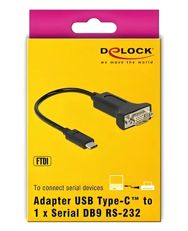 DeLock USB Type-C na Sériový DB9 RS-232 / Adaptér / 0,15 m
