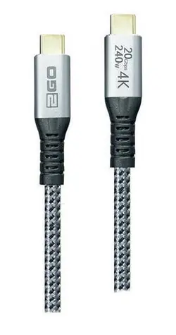 2GO stříbrná / Datový kabel / USB-C na USB-C / 240 W / 2 m / USB 3.2 Gen 2x2 / Thunderbolt 3