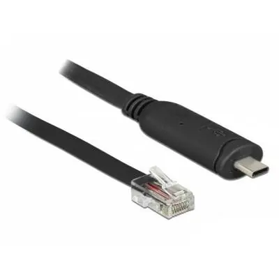 DeLock USB 2.0 Type-C (M) - RS-232 RJ45 (M) 2 m černá / Adaptér