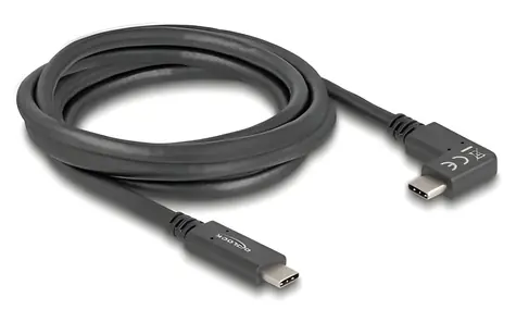 Delock USB-C 5 Gbps 2 m / USB kabel / USB-C - USB-C / PD 60 W / DP Alt Mode 4K60Hz / 1x rovný, 1x zahnutý konektor