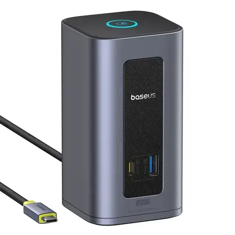 Baseus Nomos NU1 Air Spacemate šedá / Dokovací stanice / 12v1 / 2x HDMI 60Hz / 2x DP 60Hz / RJ-45