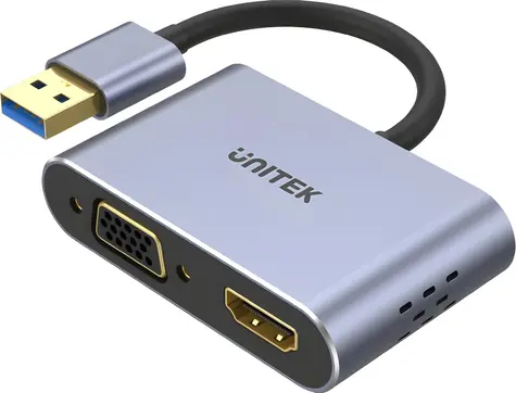 Unitek USB 3.0 na HDMI + VGA / Grafický adaptér / FullHD / 2 monitory