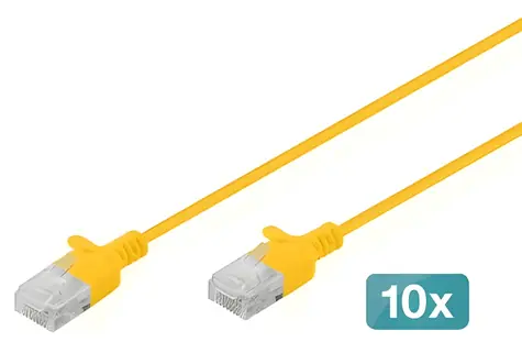 Digitus CAT6 U/UTP Slim 0,3m žlutá / Patch kabel / RJ-45 / 250 MHz / 10 ks