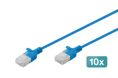 Digitus CAT 6 U-UTP Slim modrá / Patch kabel / 0,5 m / 10 ks