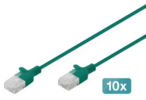 Digitus CAT 6 U-UTP Slim zelená / Patch kabel / 0,5 m / 10 ks